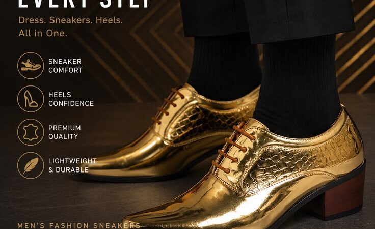 Luxury Gold Dress Shoes for Men | Premium Fashion Lace-Up Formal Shoes
