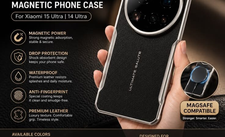 Luxury Leather Magnetic Case for Xiaomi 15 Ultra & 14 Ultra – Shockproof Waterproof Cover