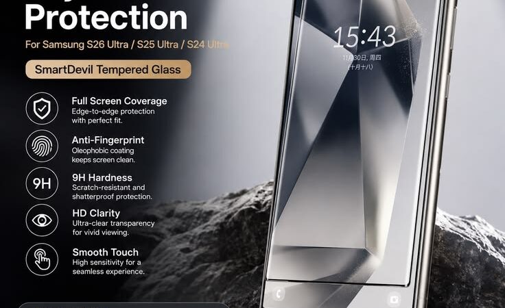 SmartDevil Tempered Glass for Samsung Galaxy S26/S25/S24 Ultra – HD Full Coverage Screen Protector