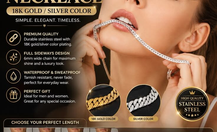 ✨ Elevate your style with this stunning 18K Gold/Silver Color Sideways Chain Necklace. Designed
