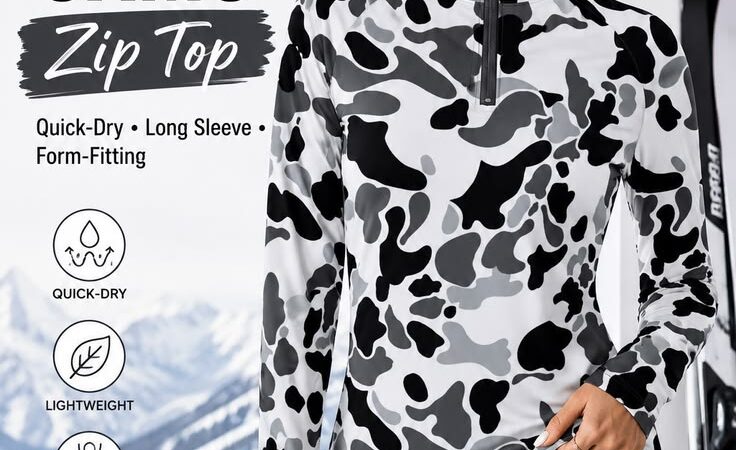 Women’s Snow Camo Quick-Dry Zip Top ❄️🖤