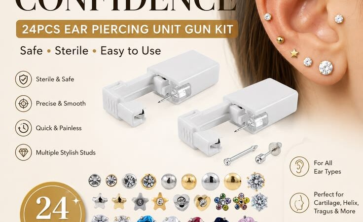 24PCS Ear Piercing Gun Kit – Safe & Easy At-Home Ear Piercing Se