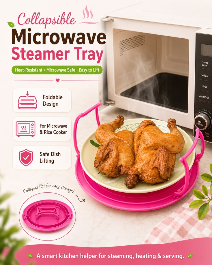 Collapsible Microwave Steamer Tray Kitchen Gadget