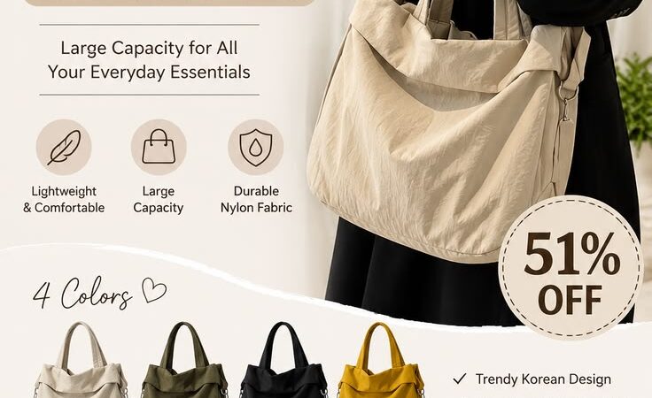 Korean-Style Lightweight Large-Capacity Shoulder Bag – 51% Off
