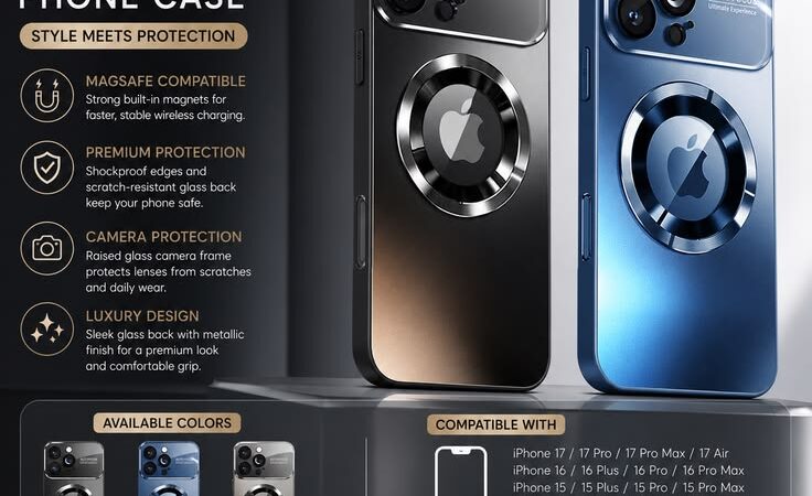 Luxury MagSafe Glass Case for iPhone 17/16/15 Pro Max – Magnetic Wireless Charging Cover