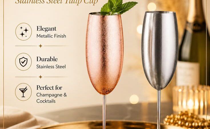 Luxury Stainless Steel Champagne Tulip Glass