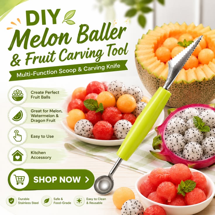 2-in-1 Melon Baller & Fruit Carving Tool