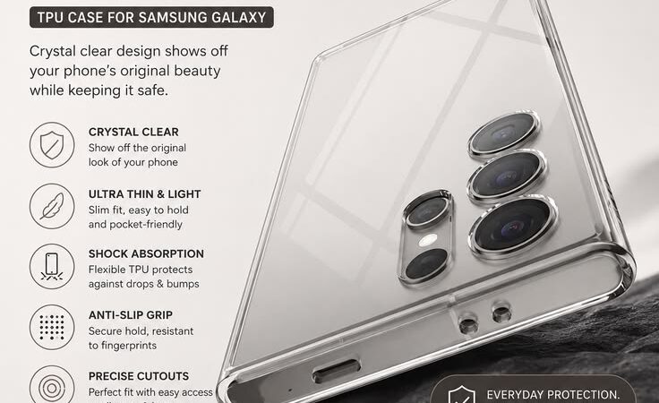 Ultra-Thin Clear TPU Case for Samsung Galaxy S25/S24/S23 Ultra – Shockproof Slim Cover