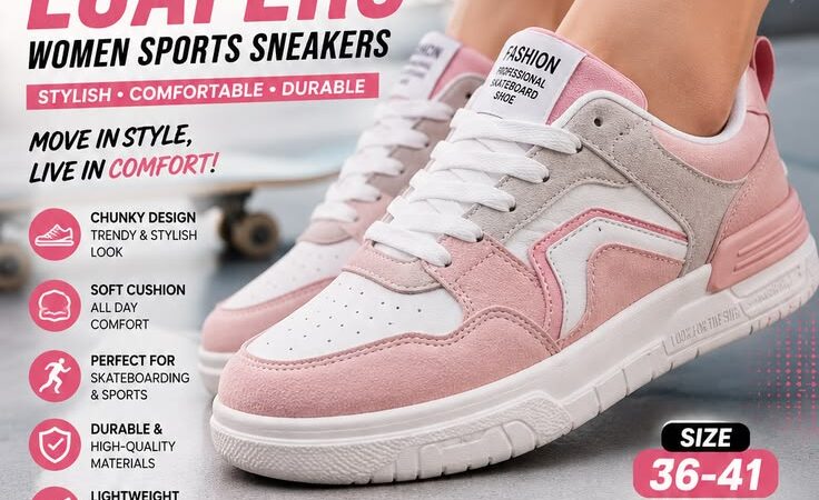 π Lace-Up Chunky Women’s Sneakers | Fashion Sports & Skateboarding Shoes | Lightweight Casual Shoes