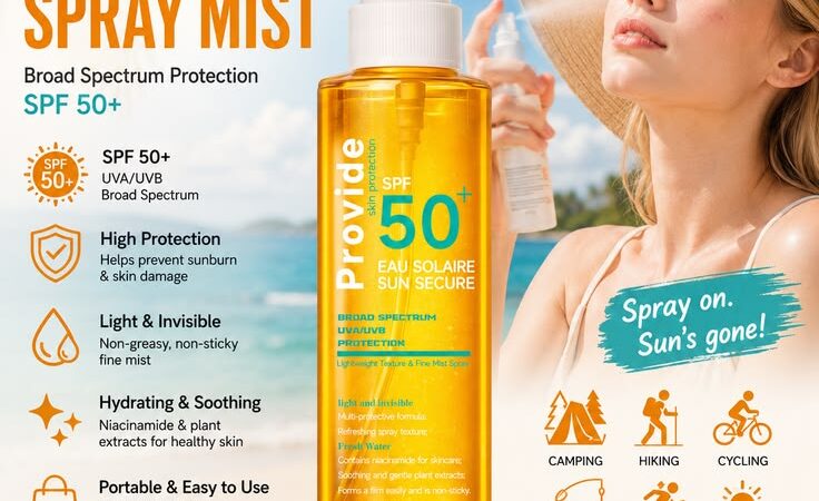 SPF 50+ Sunscreen Spray Mist – UV Protection Body Spray for Beach, Camping, Hiking & Outdoor Sports