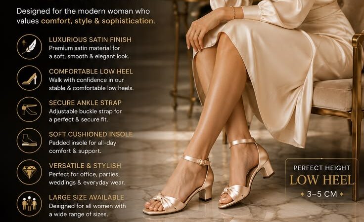 Luxury Satin Ankle Strap Low Heel Sandals for Women | Elegant Open Toe Summer Designer Shoes