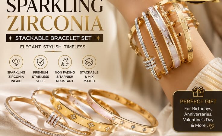 ✨ Elevate your everyday style with the ZAKOL Sparkling Zirconia Bracelet Set! Featuring dazzling