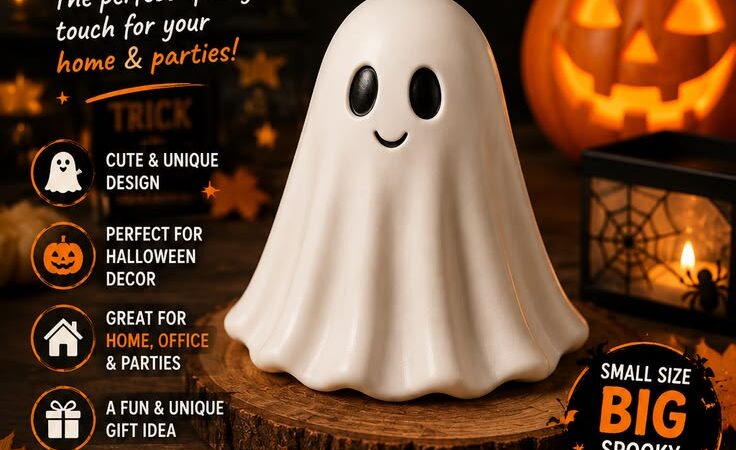 👻 Halloween Middle Finger Ghost Statue | Funny Spooky Tabletop Decor & Unique Halloween Gift
