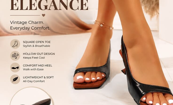 Women’s Square Toe Mid-Heel Sandals – Elegant Summer Fashion Shoes