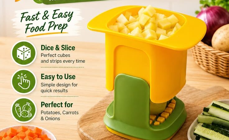2-in-1 Vegetable Dicer & Strip Cutter for Quick Food Prep