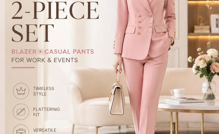 Elegant Pink Women’s 2-Piece Business Suit Set