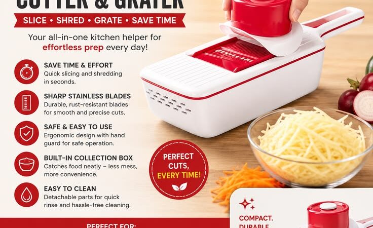Multifunction Vegetable Cutter & Potato Grater | Manual Kitchen Slicer, Shredder & Food Prep Gadget