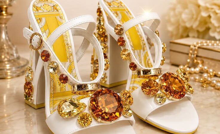 Luxury Gemstone Chunky-Heel Sandals for Women