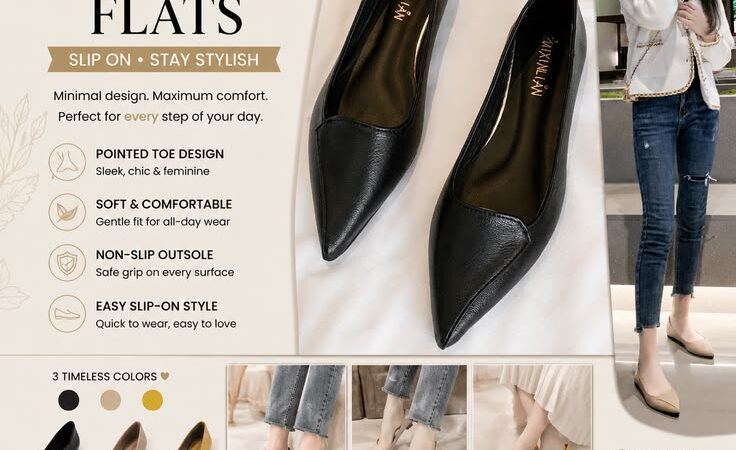 Women’s Pointed Toe Slip-On Flats | Elegant Comfortable Loafers for Everyday Wear
