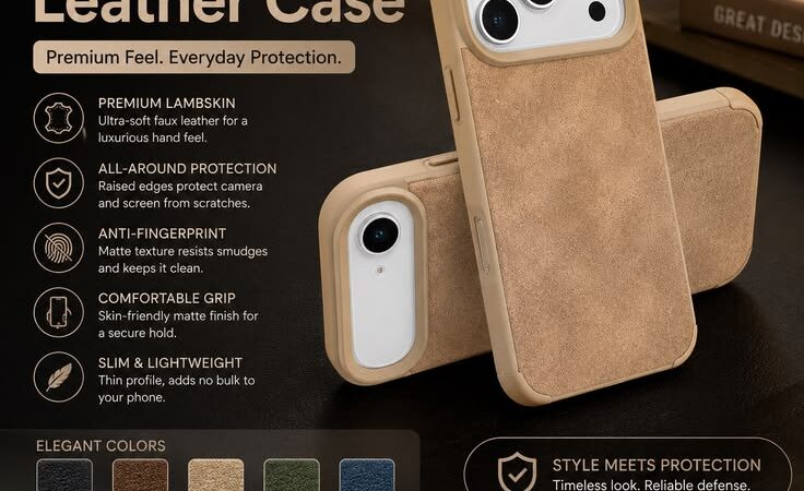 Luxury Matte Faux Leather iPhone Case – Slim Shockproof Cover for iPhone 17, 16, 15, 14 & More