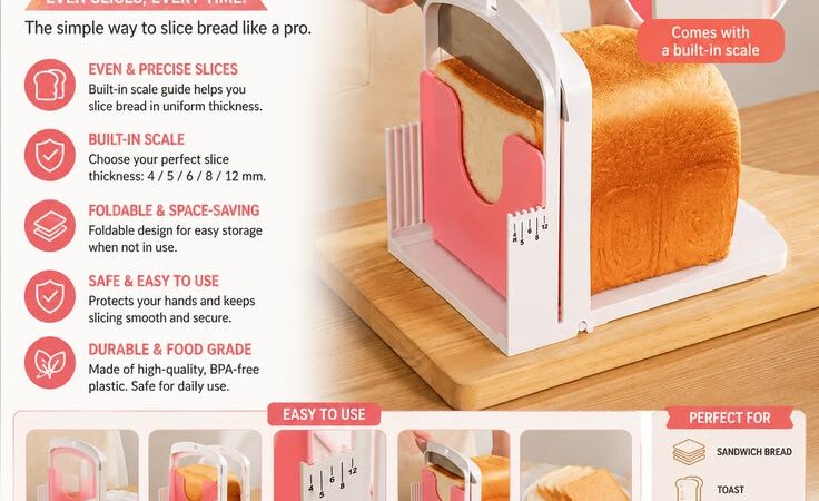 Foldable Bread Slicer Guide for Perfect Even Slices