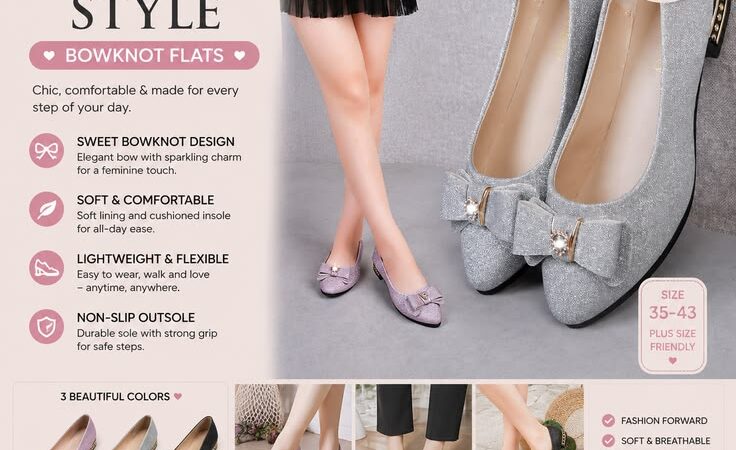Women’s Bowknot Ballet Flats | Elegant Soft Casual Shoes for Spring & Autumn