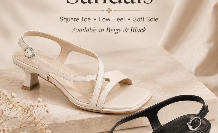 Elegant Women’s Square-Toe Cross-Strap Low-Heel Sandals