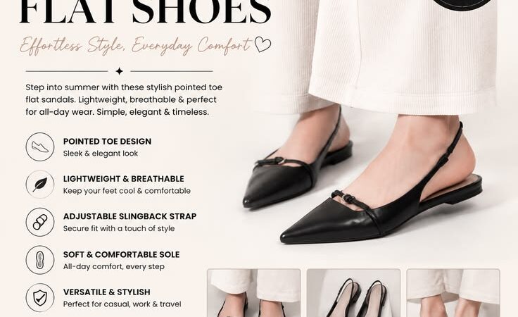 ✨ Elegant Pointed Toe Flat Shoes | Women’s Comfortable Slingback Casual Sandals