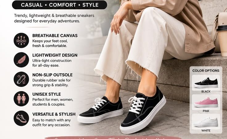 Breathable Canvas Sneakers for Men & Women | Casual Non-Slip Sport Shoes for Everyday Wear