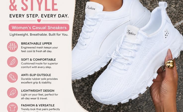 Breathable Women’s Casual Sneakers | Lightweight Anti-Slip Walking Shoes | Fashion Sports Sneakers