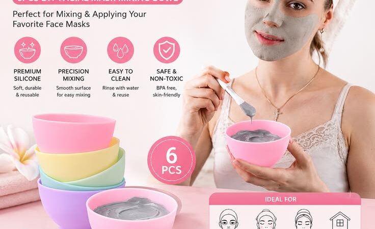 6PCS Silicone Face Mask Mixing Bowl Set | DIY Facial Mask Kit with Brush for Skincare