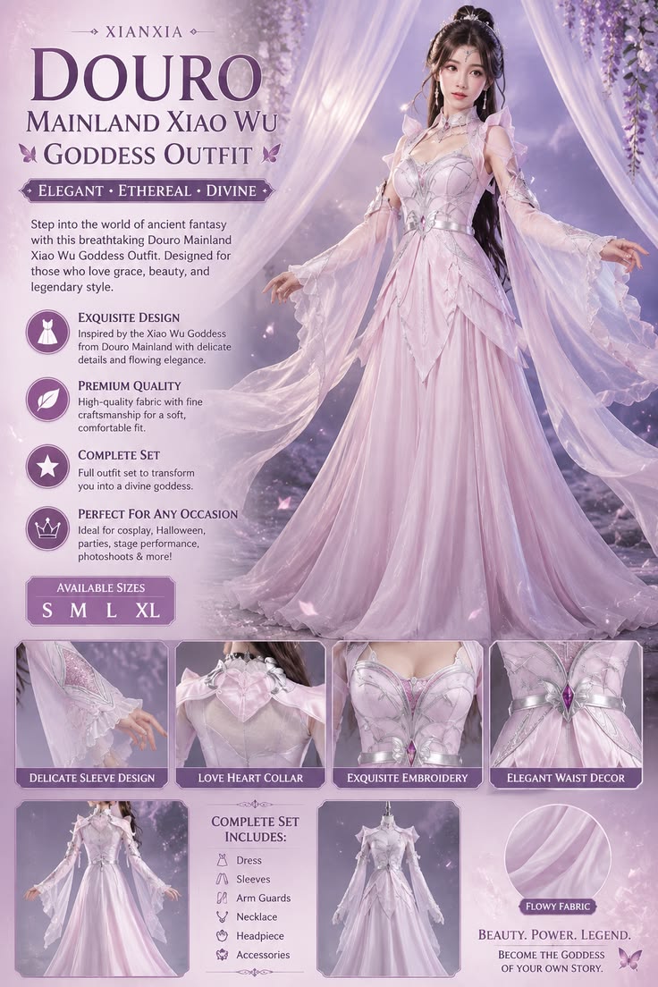 Douro Mainland Xiao Wu Goddess Cosplay Costume for Women | Elegant Xianxia Anime Halloween Party