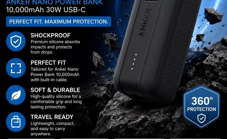 SIKAI Silicone Case for Anker Nano Power Bank 10,000mAh | Shockproof USB-C Travel Protective Cover