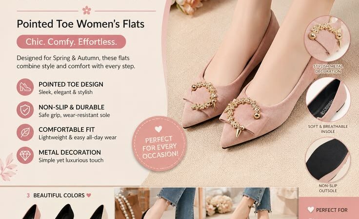 Elegant Women’s Pointed Toe Flats | Comfortable Casual Shoes for Spring & Autumn