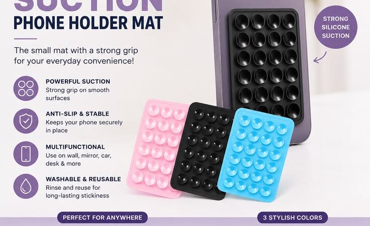 Silicone Suction Phone Holder Mat | Reusable Anti-Slip Wall & Desk Mount