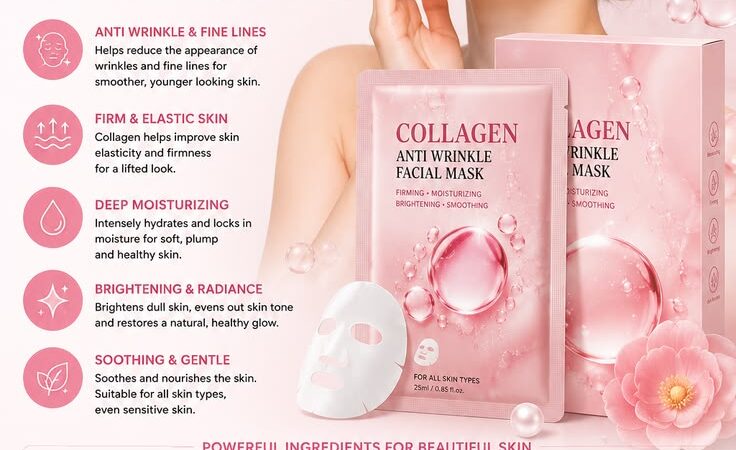✨ Collagen Anti-Wrinkle Facial Mask | Hydrating Korean Skincare – 8% OFF