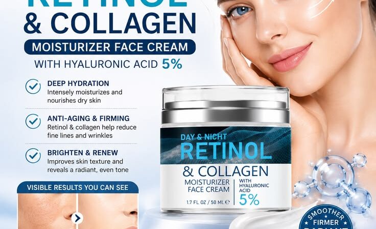 ENVISHA Retinol & Collagen Face Cream | Anti-Aging Moisturizer with Hyaluronic Acid – 54% OFF