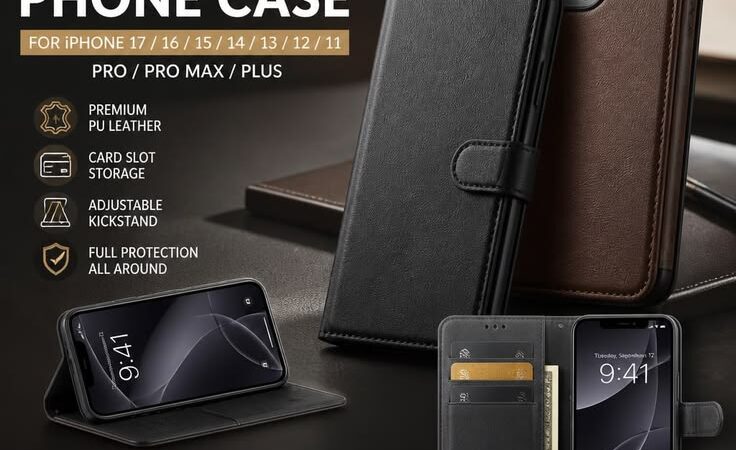 Premium PU Leather Flip Wallet Case for iPhone
