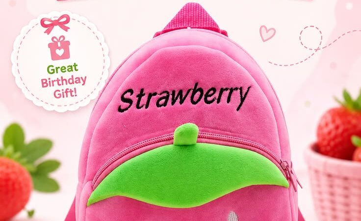 Cute Strawberry Plush Backpack for Kids 🍓🎒