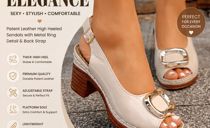 Women’s Patent Leather High Heel Sandals – Elegant Platform Summer Shoes