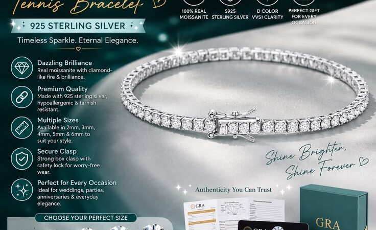 ✨ Add timeless elegance to your jewelry collection with this 100% Real Moissanite Tennis Bracelet.
