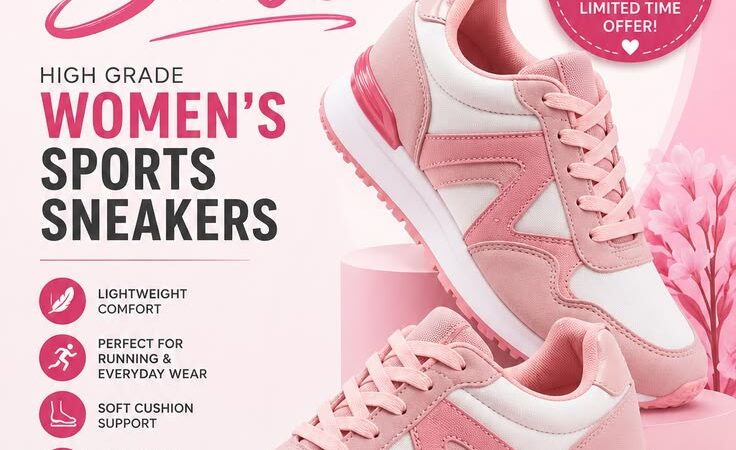 🌸 Women’s Pink Sports Sneakers | Lightweight & Stylish