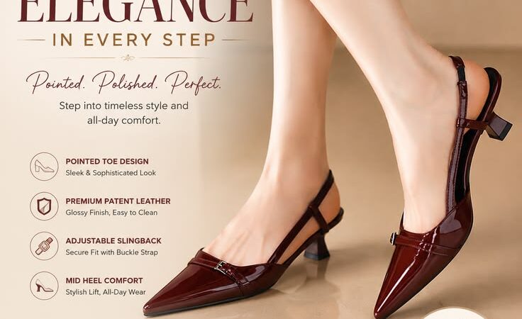 ✨ Elegant Patent Leather Slingback Heels | Pointed Toe Women’s Dress Shoes