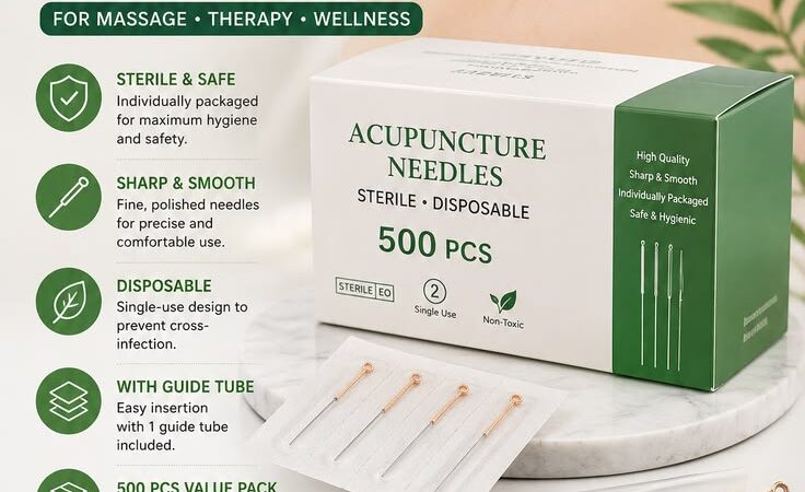 🌿 500 PCS Sterile Acupuncture Needles | Professional Therapy Set – 50% OFF