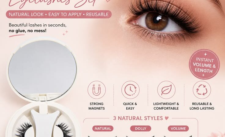 Reusable Magnetic Eyelashes Set with Tweezers | Natural Look Lash Extensions Kit | 3 Styles ✨