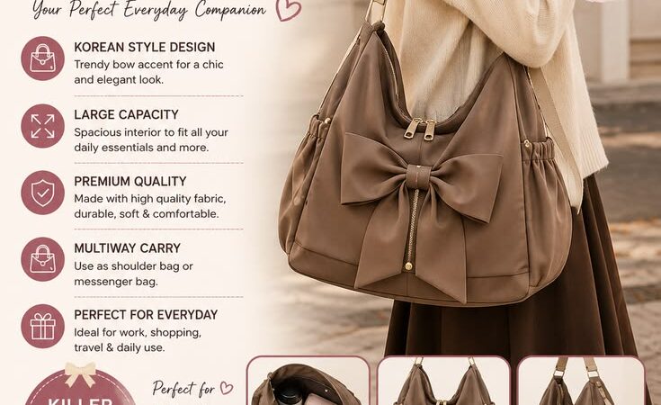 Korean Bow Shoulder Bag for Women | Large Capacity Crossbody & Tote Bag