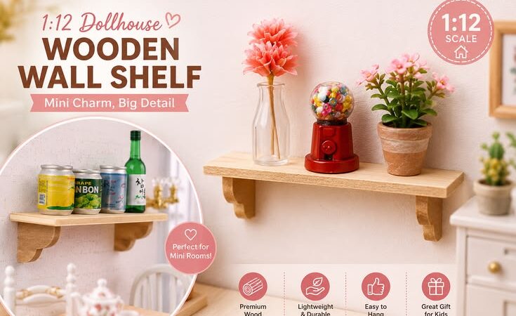 1pcs 1:12 Dollhouse Wood Wall Shelf Bathroom Storage Rack Hanging Shelf