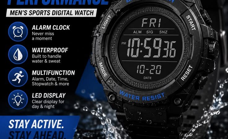 ⌚ Men’s Sports Digital Watch – Waterproof LED Multifunction Fitness Watch