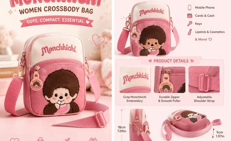 🐵💖 MONCHHICHI Women Crossbody Bag – Cute, Compact & Stylish! Carry your essentials