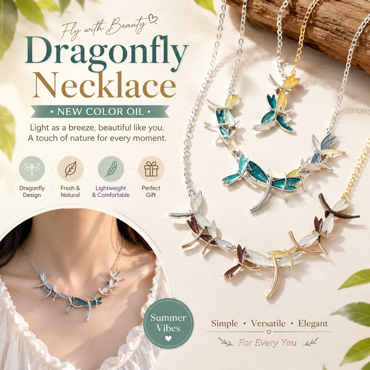 ✨ Dragonfly Flying Necklace for Women | Elegant Summer Nature-Inspired Pendant